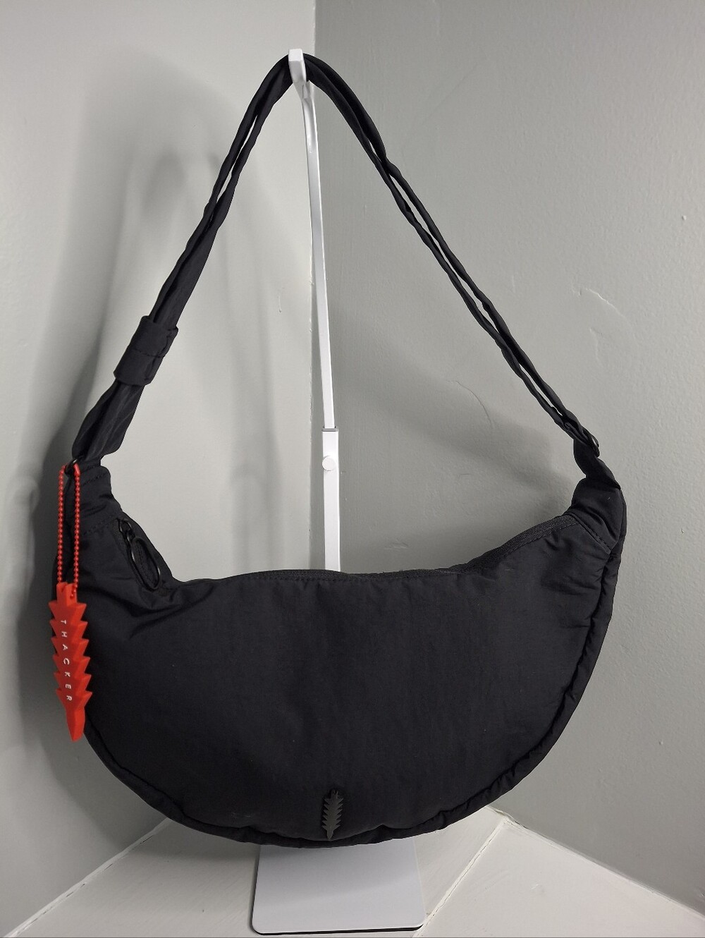 Thacker New York Black Nylon Crescent Sling Shoulder Bag NWOT